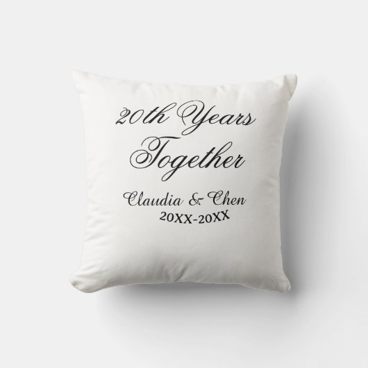 Coussin 20 ans ensemble anniversaire nom date année sim (Recto)