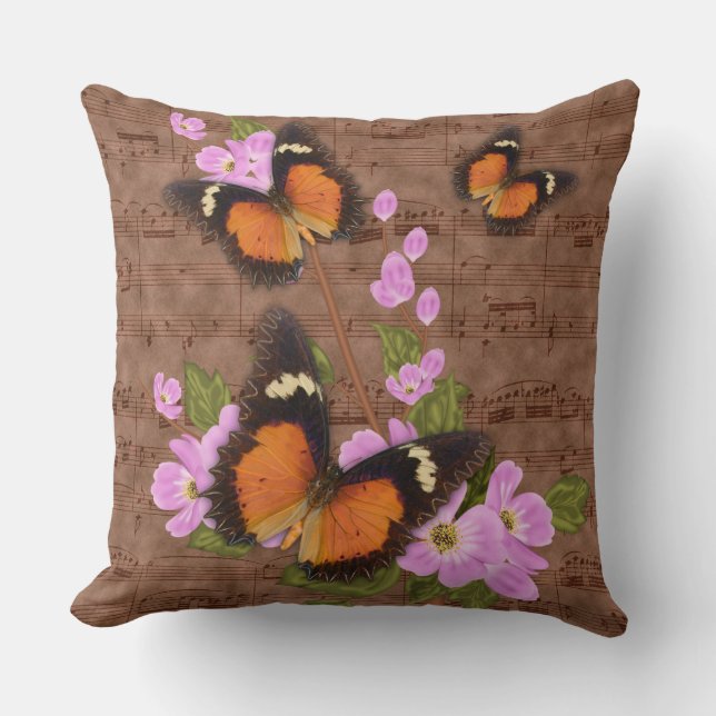 Coussin 20" carreaux de papillon avec la valse (Recto)