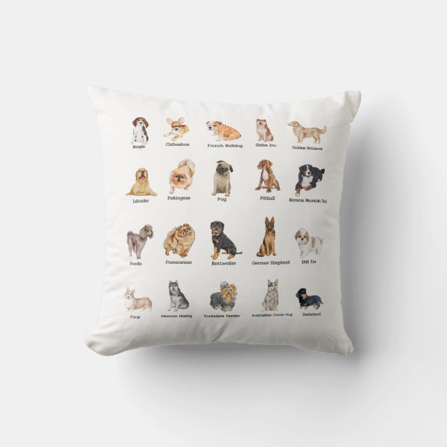 Coussin 20 chiens de races mignonnes (Recto)