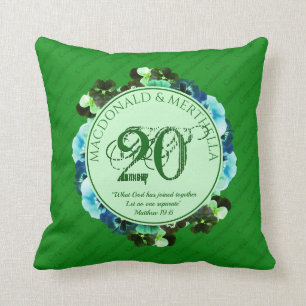Coussin 20e anniversaire de l'Mariage EMERALD  chrétien