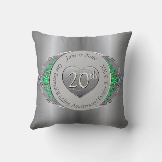 Coussin 20e anniversaire du Mariage Emerald & Platinum (Verso)