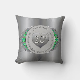 Coussin 20e anniversaire du Mariage Emerald & Platinum
