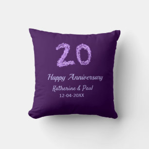 Coussin 20e heureux anniversaire ajouter nom du couple dat
