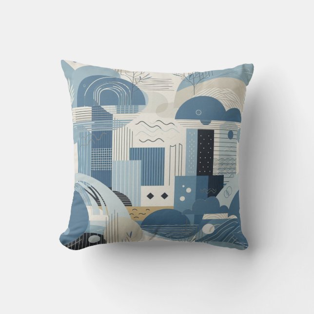 Coussin 21e Anniversaire crème bleu fleur amande (Recto)