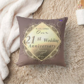 Coussin 21e anniversaire du Mariage laiton et olite (Couverture)