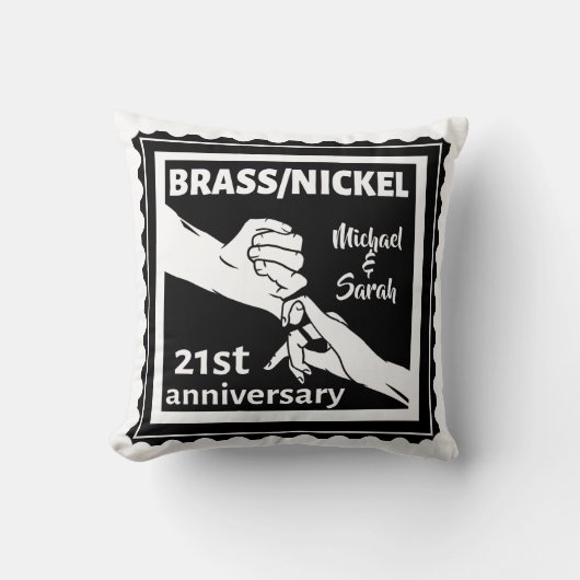 Coussin 21e anniversaire mariage laiton nickel traditionne (Recto)
