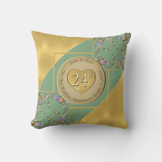 Coussin 24e anniversaire de mariage Opale + Photo (Recto)