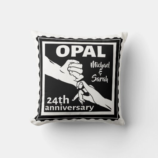 Coussin 24e anniversaire du mariage opal traditionnel (Recto)