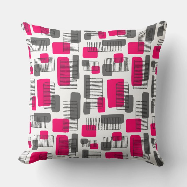 Coussin 251215 - Rouge néon et gris (Recto)
