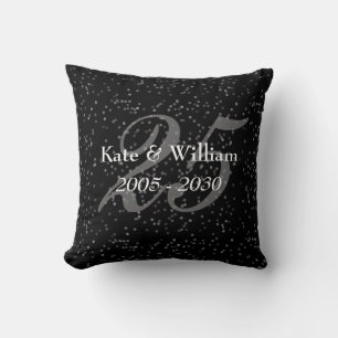 Coussin 25e Anniversaire de Mariage Argent Poussière d'Éto