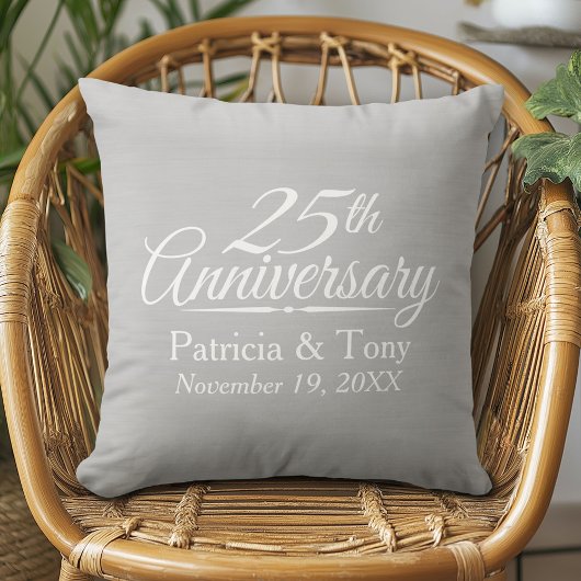 Coussin 25e Anniversaire de Mariage Personnalisé