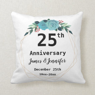 Coussin 25e anniversaire du Mariage Noms et année personna