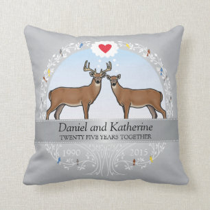 Coussin 25e anniversaire du Mariage personnalisé, Buck &