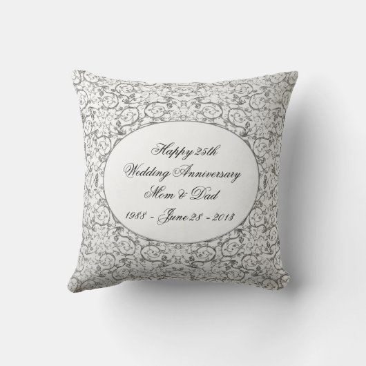 Coussin 25e anniversaire du Mariage Pillow (Verso)