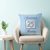 Coussin 25e anniversaire en bleu et argent (Chaise)