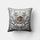 Coussin 25e anniversaire Mariage d'argent Doves (Verso)