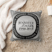 Coussin 25E Anniversaire Mariage Métallique Argent Et Noir (Couverture)