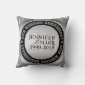 Coussin 25E Anniversaire Mariage Métallique Argent Et Noir (Verso)
