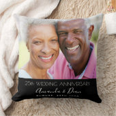 Coussin 25e anniversaire mariage photo noir moderne (Couverture)