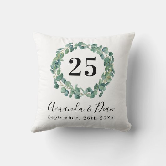 Coussin 25e couronne d'eucalyptus mariage (Verso)