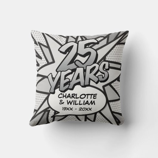 Coussin 25e Mariage d'argent Comic Book (Verso)