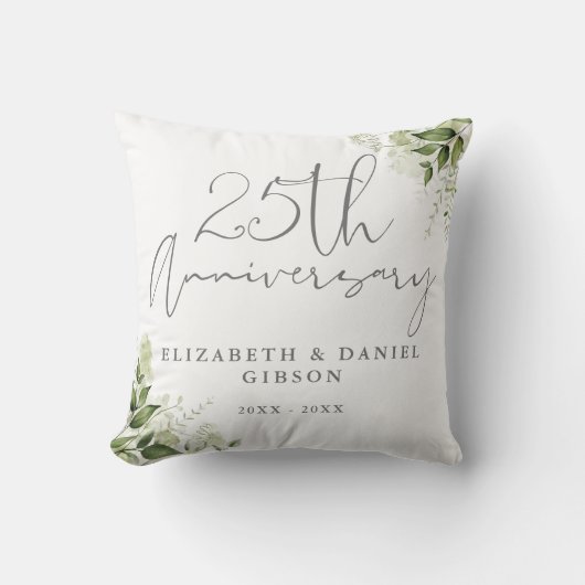Coussin 25th Wedding Anniversary Greenery Floral (Recto)