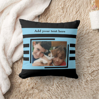 Coussin 2 photo add text black blue