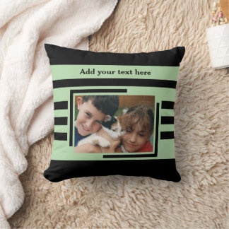 Coussin 2 photo add text black green