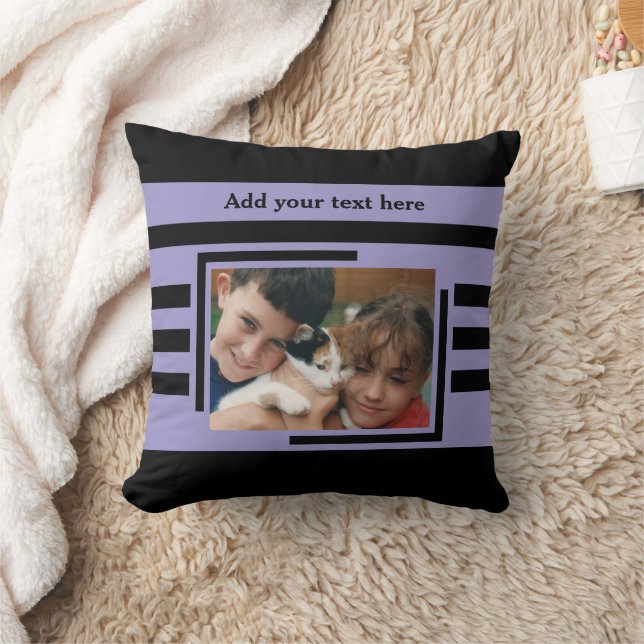 Coussin 2 photo add text black purple (Couverture)