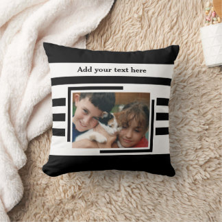 Coussin 2 photo add text black white