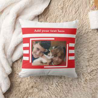 Coussin 2 photo add text white red
