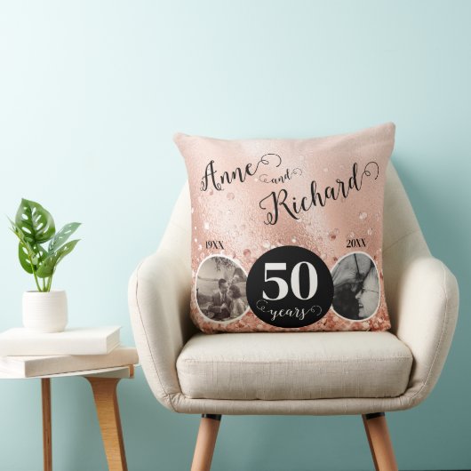 Coussin 2 Photo Anniversaire du Mariage "Alors et maintena (Chaise)
