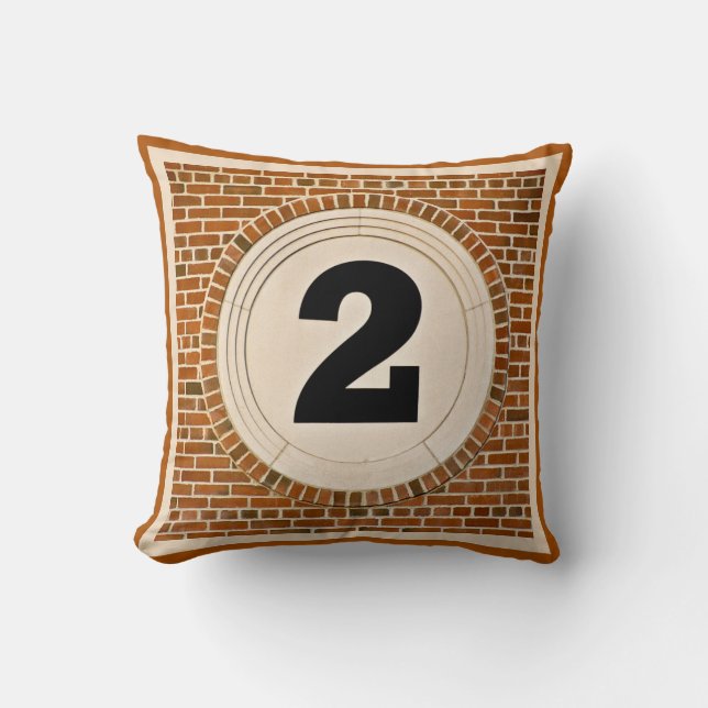 Coussin 2 Two Too Much? avec terre cuite et bordure crème (Recto)