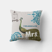 Coussin 2e anniversaire Damask Peacock Birdcage Mme. (Verso)
