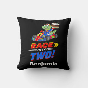 Coussin 2e anniversaire Dino Voiture de course Prêt Partez