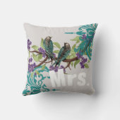 Coussin 2e anniversaire Oiseaux Turquoises Vintages pourpr (Verso)