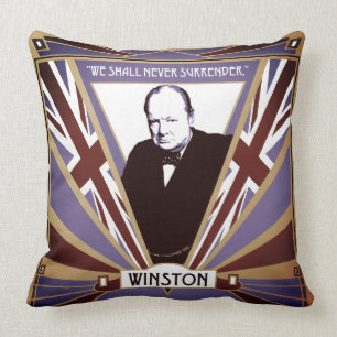 Coussin 2ÈME GUERRE MONDIALE Winston Churchill style Art d