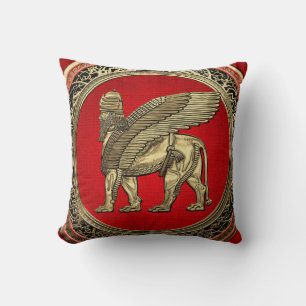 Coussin [300] Lion ailé assyrien - Lamassu d'or