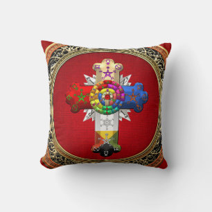 Coussin [300] Rosy Cross (Croix Rose) sur Red & Gold