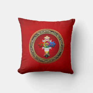 Coussin [300] Rosy Cross (Croix Rose) sur Red & Gold
