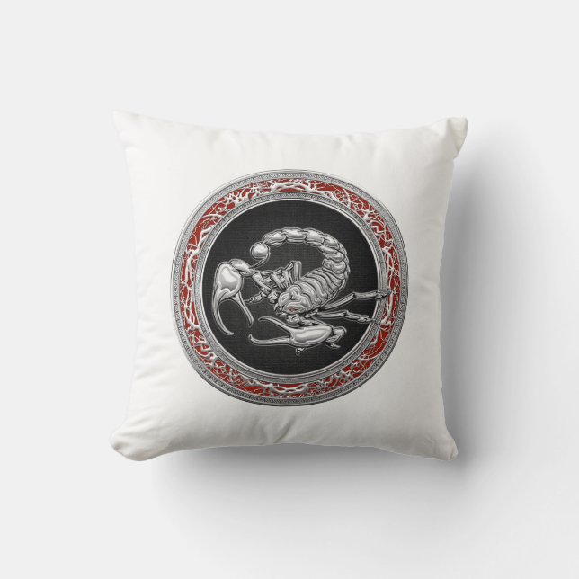 Coussin [300] Scorpion d'argent sacré sur noir (Recto)