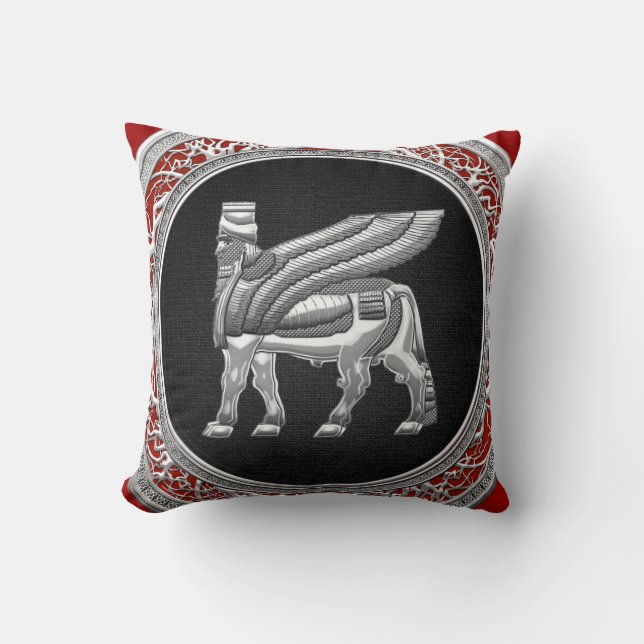 Coussin [300] Taureau à ailes par Babylonien [argent] [3D] (Recto)