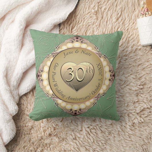 Coussin 30e/12e anniversaire de Mariage Pearl & Green (Couverture)
