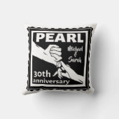 Coussin 30e anniversaire mariage noir et blanc romantique (Verso)