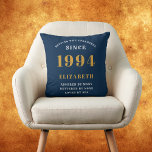 Coussin 30e Anniversaire Né 1994 Aimé Ajouter Votre Nom Bl<br><div class="desc">Pour ceux qui sont nés en 1994 et fêtent leur 30e anniversaire, nous avons la fête d'anniversaire de surprise idéale lancer un cadeau d'oreiller. L'arrière - plan bleue au design blanc et or est simple et élégante. Customisez facilement le texte à l'avant et à l'intérieur de ces fournitures en utilisant...</div>