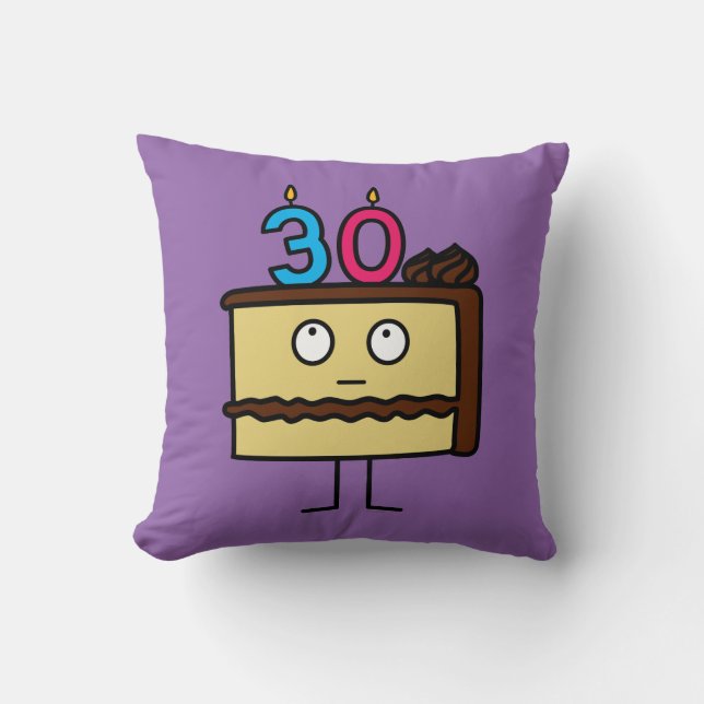 Coussin 30ème Gâteau d'anniversaire avec des bougies (Recto)