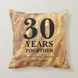 Coussin 30ème Lumières de partie d'or d'anniversaire de