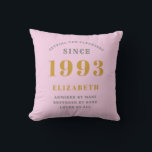 Coussin 30th Birthday Born 1993 Ajouter Nom Rose Grey<br><div class="desc">Personnalisé Anniversaire ajoutez votre nom et l'année lancer oreiller. Modifiez le nom et l'année avec le modèle fourni. Un merveilleux coussin de décoration d'anniversaire rose sur mesure. Plus de cadeaux et de fournitures de fête disponibles avec le design "normes de fixation" dans le magasin.</div>