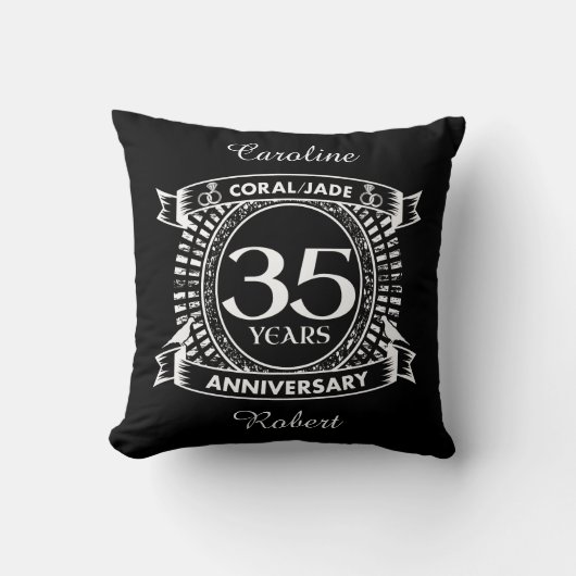 Coussin 35e anniversaire du mariage crête de Coral Jade (Recto)