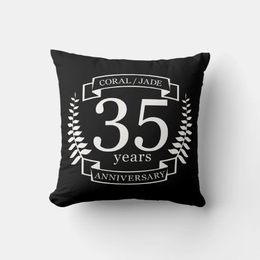 Coussin 35e ANNIVERSAIRE Mariage JADE / CORAL (Recto)